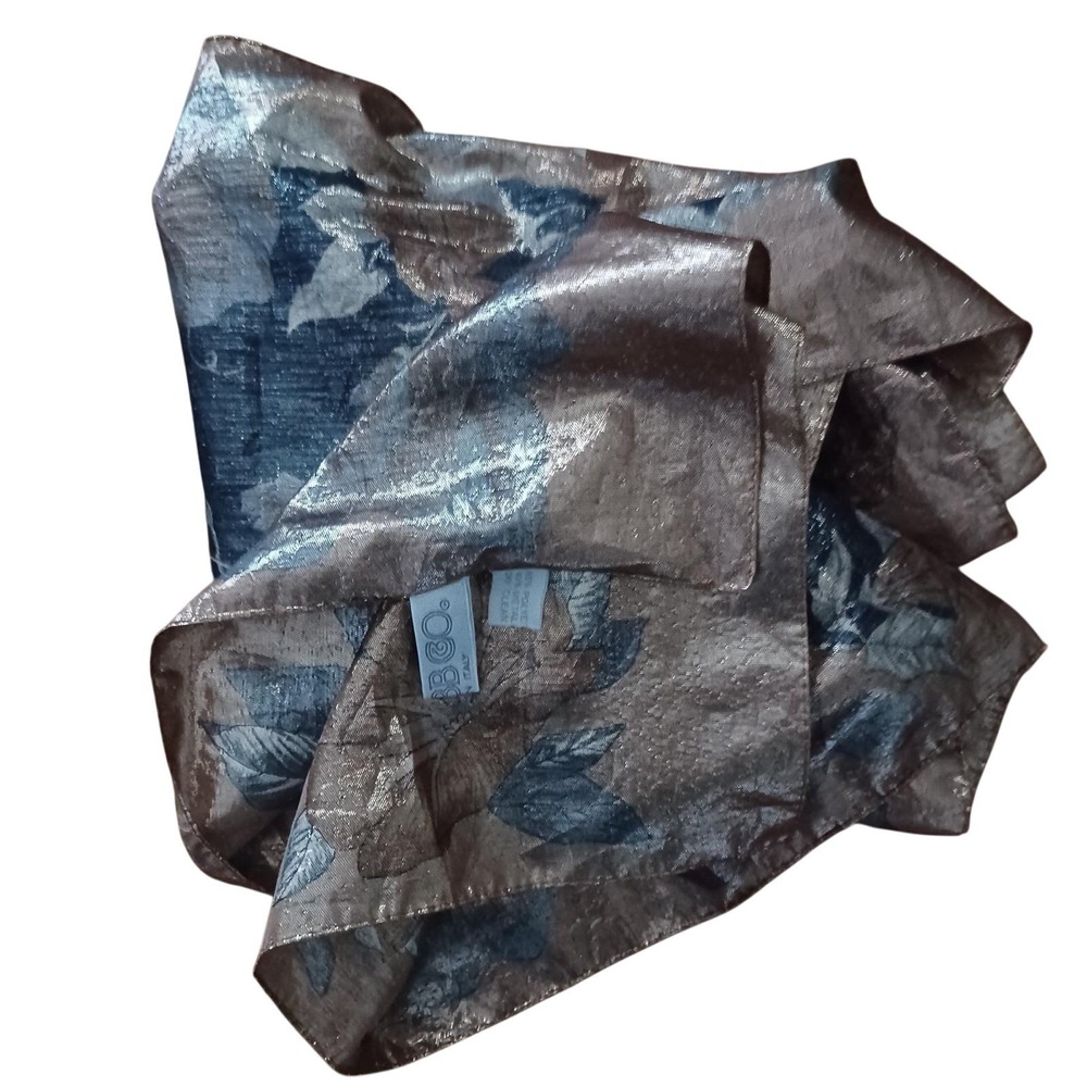 Webb‎ & Co Italy Women Metallic Floral Scarf Bronze Silver Blue Evening Wrap 53" - Picture 10 of 16